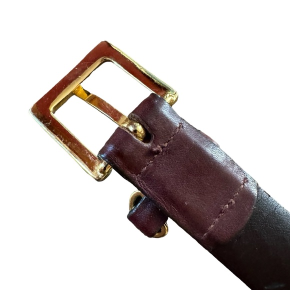 *Women’s Vint Sm Calvin Klein Brown Natural Fullgrain Leather Belt Gold Buckle - Picture 5 of 11